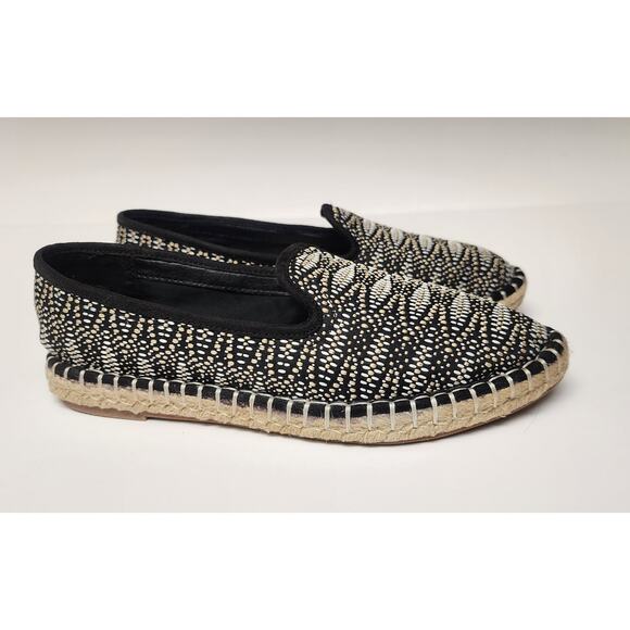 Universal Thread Espadrilles Flats Women's Casual Black Fabric Stitched Size 7 - Picture 3 of 8
